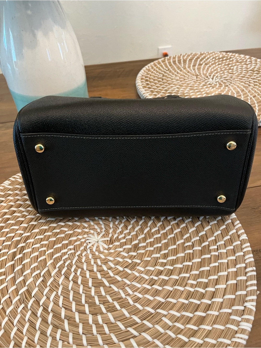 COACH Rowan medium Black Leather Dome Satchel with Gold Hardware - Picture 14 of 16